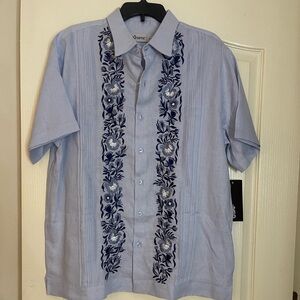 Blue guayabera 100% linen new with tags